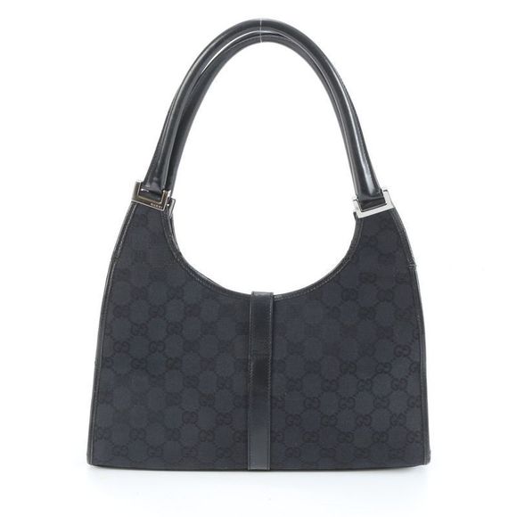 Gucci GG Canvas Jackie 002-1067 Leather Shoulder Bag Shoulder Hand Black - Picture 3 of 11